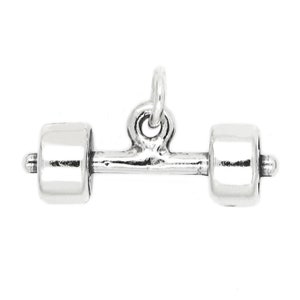 Dumbbell Barbell Sterling Silver 3d Charm -with Options