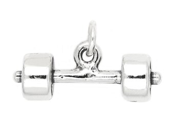 Dumbbell Barbell Sterling Silver 3d Charm -with Options