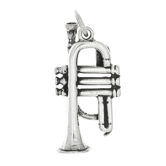 3-D Trumpet Band Music Charm Sterling Silver - Made in the USA 3-D Trumpet Band Music Charm Sterling Silver - Made in the USA