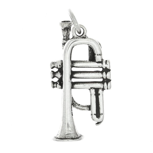 Sterling Silver Large Trumpet or Mellophone Charm (3D)