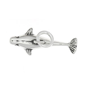 Small Baby Beluga Whale Sterling Silver Oxidized 3D Charm or Pendant -with Options