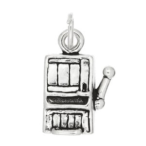Casino Play Slot Machine Sterling Silver Las Vegas 3d Charm Pendant -with Options