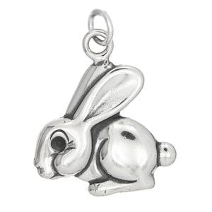 Rabbit Sterling Silver Big Bunny Charm (Flat Back Charm) with options