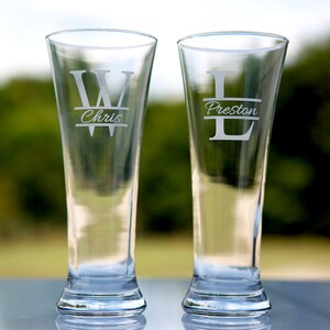 Wedding Party Beer Glass Groomsman Gift Etched Engraved Personalized Pilsner Glass 16oz Glass- Ships in 1-3 business days