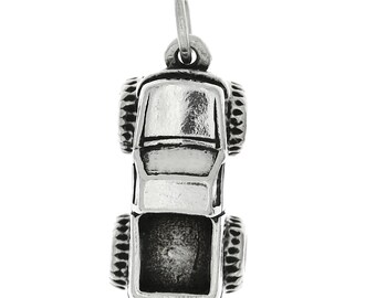 Monster Truck Sterling Silver 3D Charm Pendant -with Options