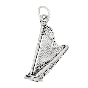 Musical Instrument Harp Sterling Silver 3d Charm Pendant -with Options