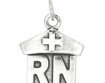 Sterling Silver Registered Nurse RN Charm -with Options