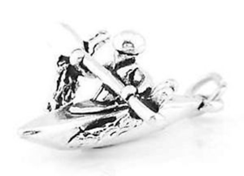 Sterling Silver Kayaker Kayaking Kayak Charm Pendant 3D Charm