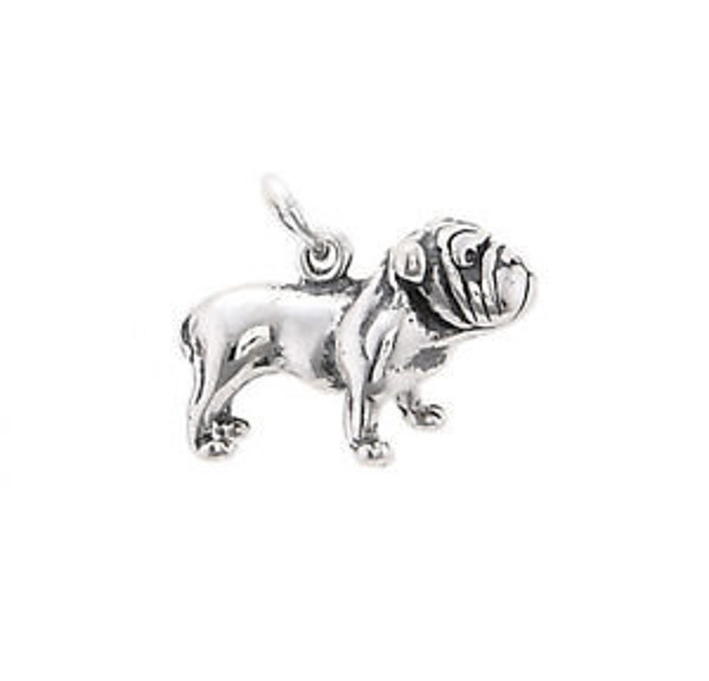 3D Charm Sterling Silver Big Head Bulldog Bull Dog Charm Pendant