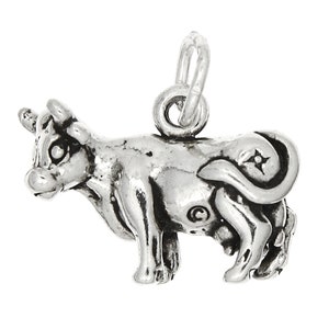Cow Sterling Silver Live Stock 3D Charm -with Options