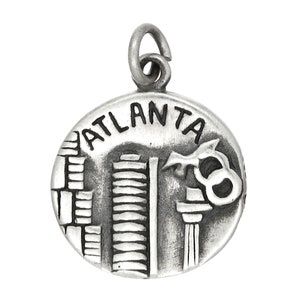 Atlanta Georgia Sterling Silver Oxidized Double Sided Charm (with Options)