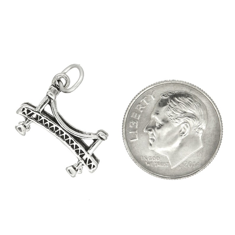 Sterling Silver Suspension Bridge Charm 3d Charm with Options image 2