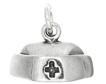 Nurse Hat Sterling Silver 3D Charm -with Options