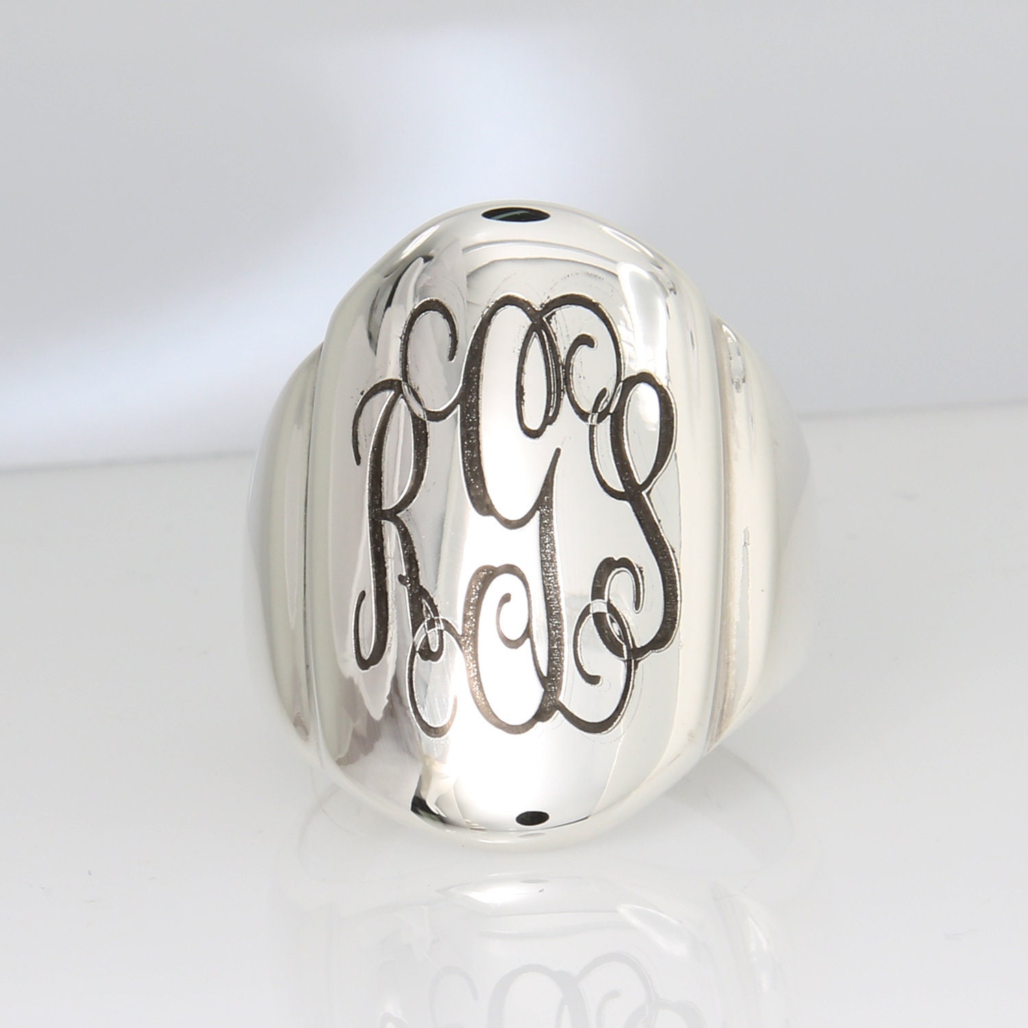 Oval Shape Signet Ring Sterling Silver Personalized Engraved