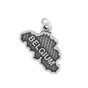 Belgium Sterling Silver Oxidized Travel map Charm (with Options)