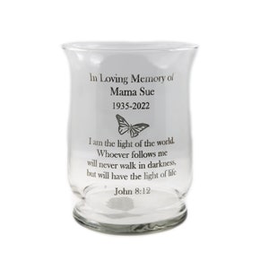 Candle Holder Personalize Customized Sentimental Memorial Gift Engraved Glass Vase