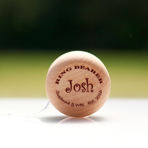 Wedding Party, Ring Bearer Gift Monogrammed Personalized Classic Wooden Yo-Yo Wood Toy- Ships in 1-3 Business Days