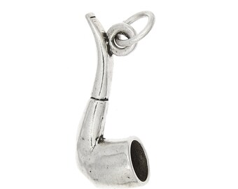 Cigar Pipe Sterling Silver 3d Charm Pendant   -with Options