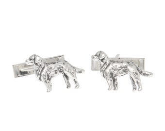 Sterling Silver Golden Retriever Dog Cuff Links Cufflinks