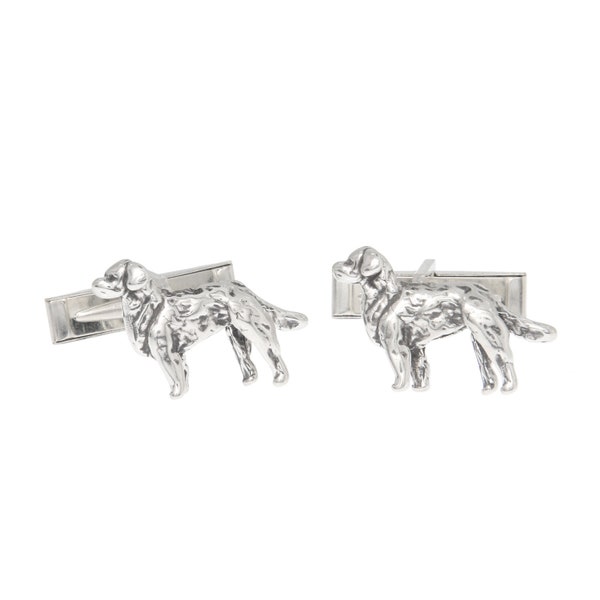 Sterling Silver Golden Retriever Dog Cuff Links Cufflinks