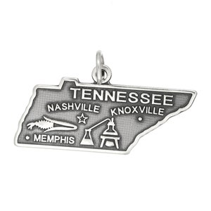 Tennessee Sterling Silver State Map Charm (Flat Back Charm) -with Options