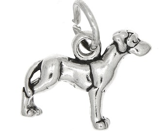 Sterling Silver Oxidized Small Puppy Great Dane Dog Charm  -with Options