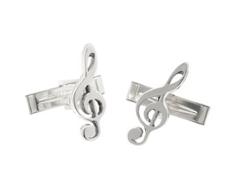 Sterling Silver Music Note Treble Clef Cufflinks