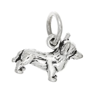 Tiny Lightweight Corgi Dog Sterling Silver Oxidized Charm -with Options
