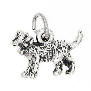 Cat with Bow Kitten Sterling Silver Charm  -with Options