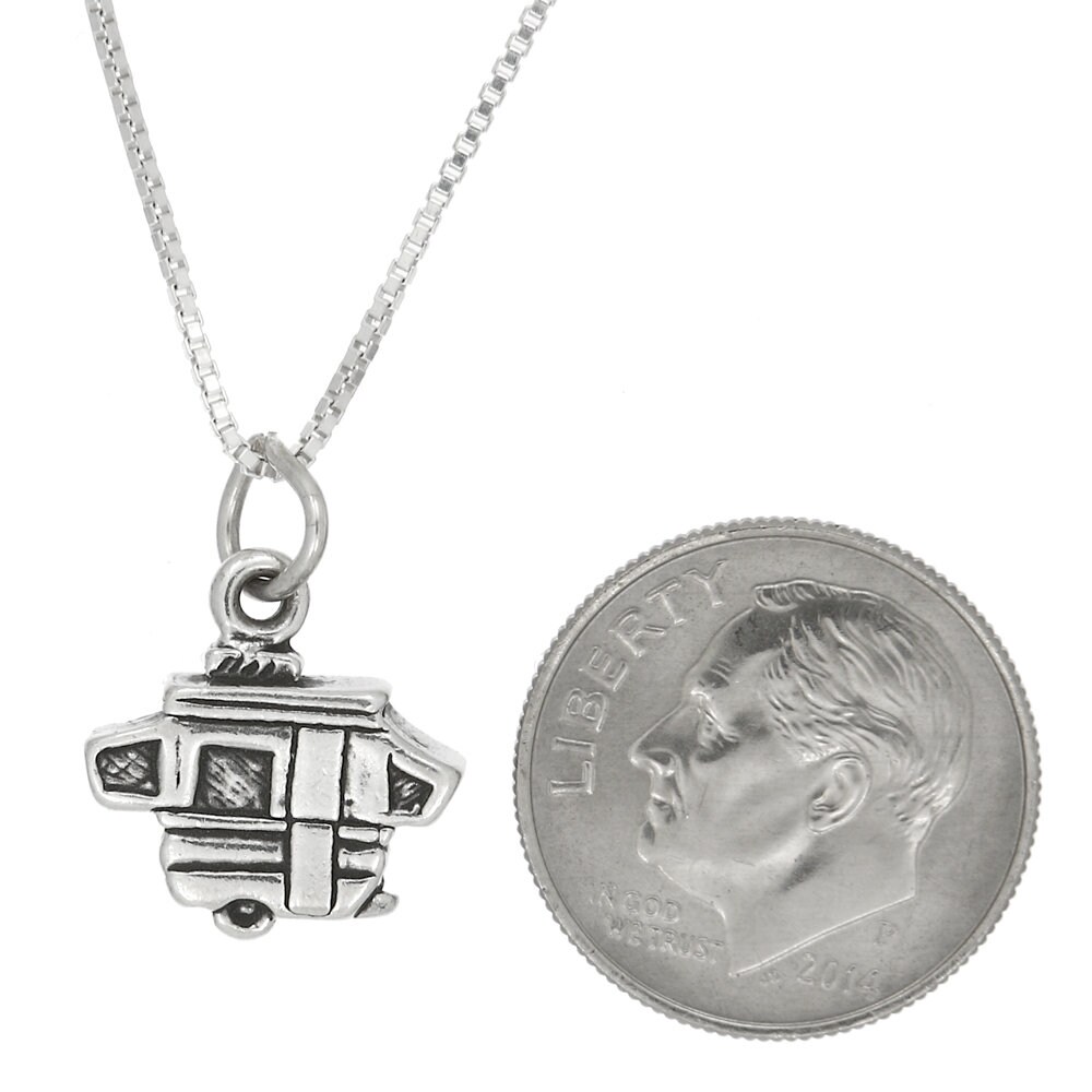 thumbnail interactive-video image 1 of Silver 3D Camper Charm - RV Motor Home Airstream Travel Trailer Charm For Jewelry Making 1 of 3