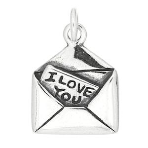 Love Letter Charm Sterling Silver One Sided Charm -with Options