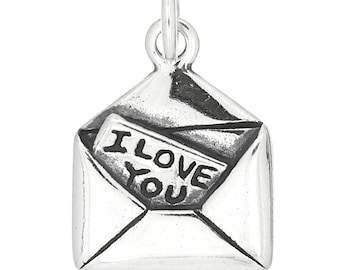 Love Letter Charm Sterling Silver One Sided Charm -with Options