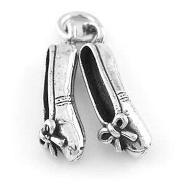 Sterling Silver Pair of Ballet Shoes / Ballet Slippers Charm (3d Charm)