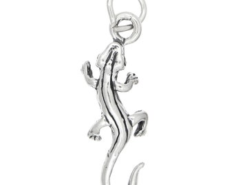 Sterling Silver Oxidized Desert Lizard Gecko Charm -with Options