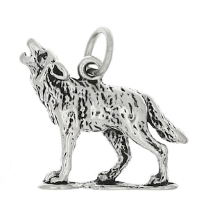 Howling Wolf Coyote Sterling Silver Charm -with Options