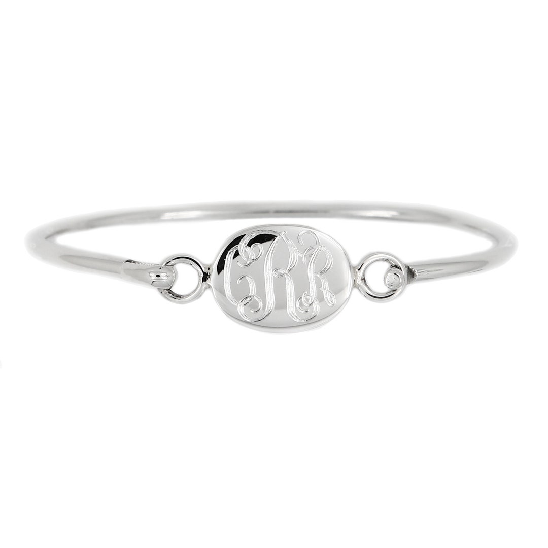 Sterling Silver Monogrammable Engravable Oval Bangle Bracelet - Etsy