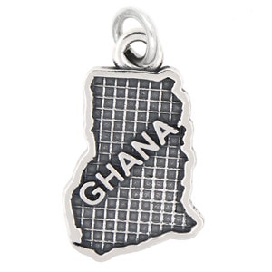 Ghana Map Charm Sterling Silver -with Options