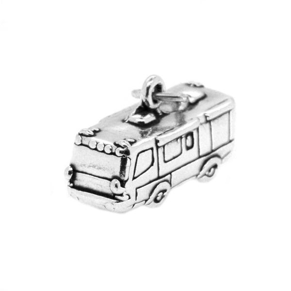 Sterling Silver Travel RV Charm (3d Charm - Hollow Bottom) -with Options