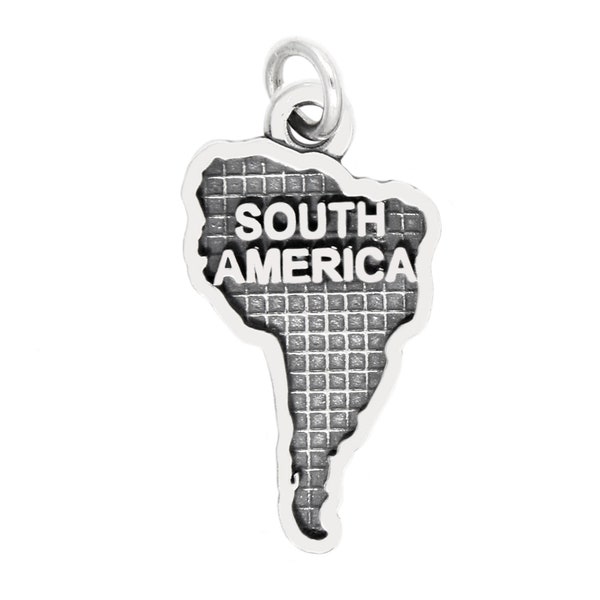 Sterling Silver One Sided South America Charm -with Options