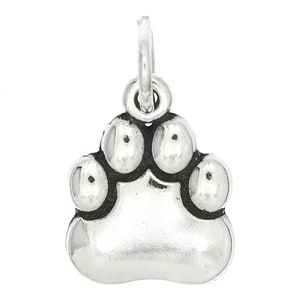 Paw Print Sterling Silver Oxidized Charm  (with Options)