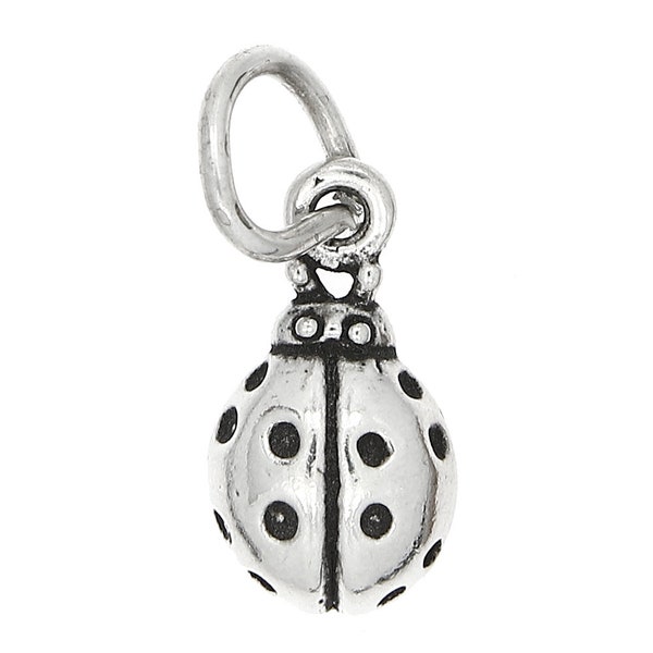 Sterling Silver 2d Tiny Small Beetles Ladybug Charm Pendant -with Options