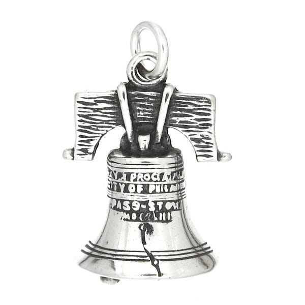 Liberty Bell Philadelphia Sterling Silver Hollow Back Charm -with Options