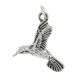 Flying Hummingbird Sterling Silver Flat Charm -with Options