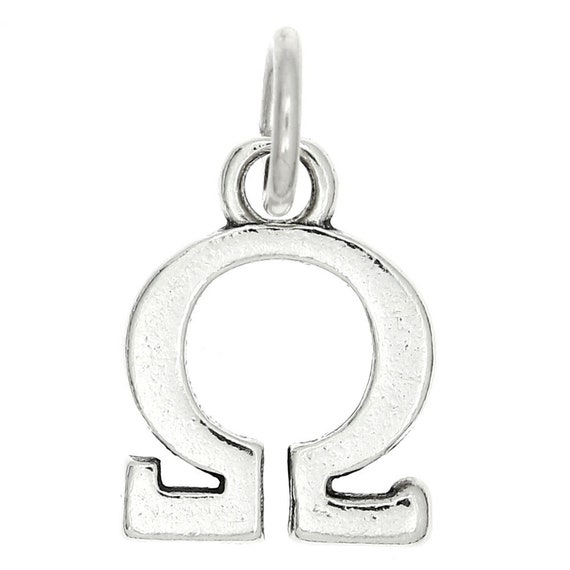 Sterling Silver Oxidized Greek Sorority Letter Charm - Traditional One-Sided Charm, Approx. 15mm X 10mm