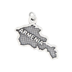 Armenia Sterling Silver Oxidized Map Charm (With Options)