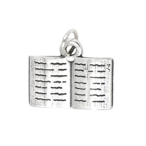 Open Book Sterling Silver Charm with Options