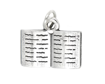 Open Book Sterling Silver Charm with Options