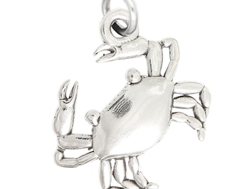 Sterling Silver Crab Charm (With Options)