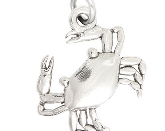 Crab Sterling Silver Charm (With Options)