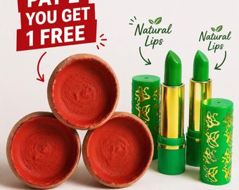 Barras de labios naturales Aker Fassi / Tinte labial marroquí, maquillaje de belleza orgánico (Set de 3 + 2)